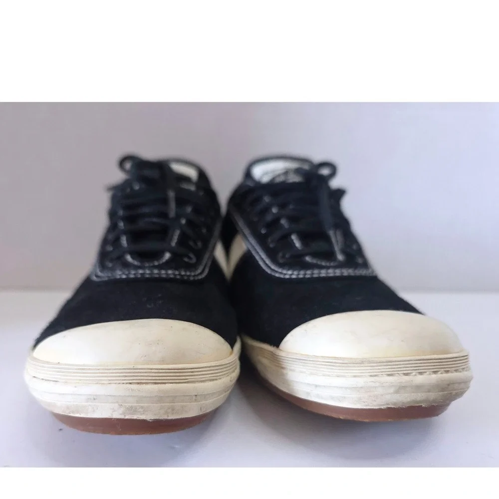 Polo‎ Sport Ralph Lauren Black Suede Low Top Sneakers White Stripe 8B Retro 90s